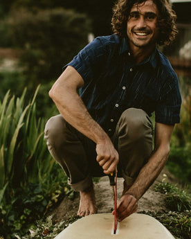 The Short Sleeve California in Navy Slub Stripe: Alternate Image 1, Wovens by Taylor Stitch