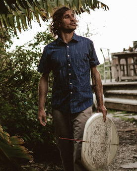 The Short Sleeve California in Navy Slub Stripe: Alternate Image 5, Wovens by Taylor Stitch