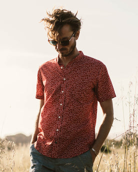 Jeff in a field enjoying the weather, Wovens by Taylor Stitch