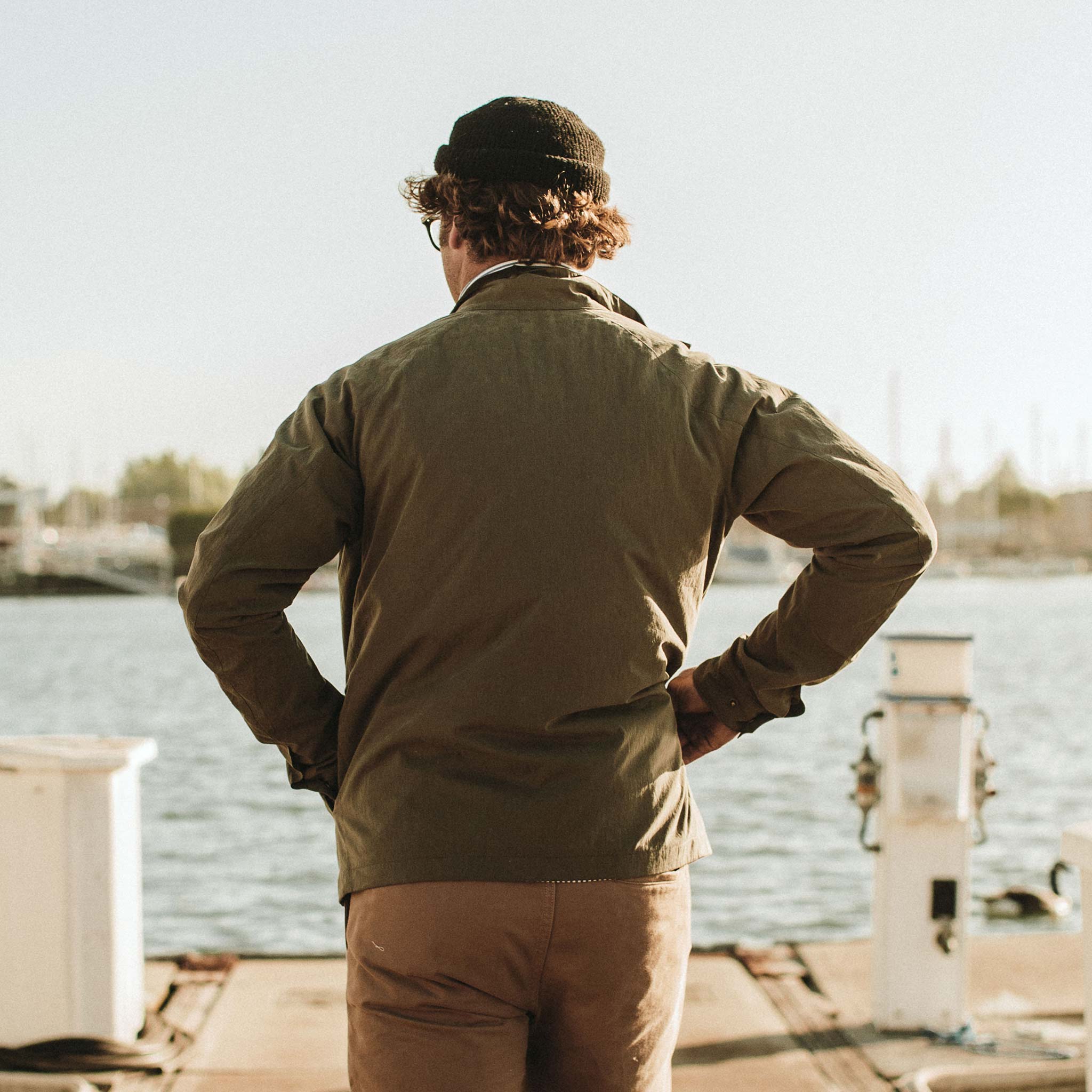 Stan showing the back of the jacket, Outerwear by Taylor Stitch