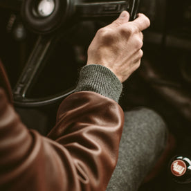 The cuff of the Presidio jacket worn by the fit model