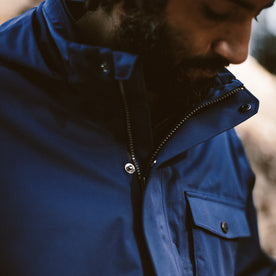 The fit model showing the front details of the Hawkins Jacket