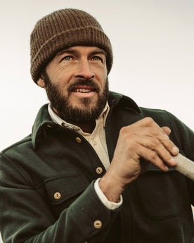 Temple in a boat wearing out Maritime Shirt Jacket, Outerwear by Taylor Stitch