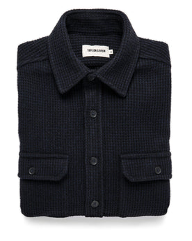 The Summit Shirt in Heather Navy Waffle: Featured Image, Wovens by Taylor Stitch