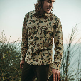Our fit model wearing the custom camo print yosemite