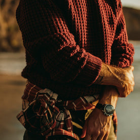 The Fisherman Sweater in Maroon Waffle - featured image