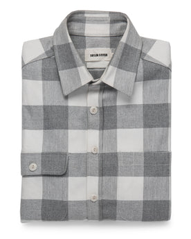 The Moto Utility Shirt in Ash & Natural Plaid, Wovens by Taylor Stitch
