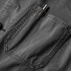 material shot of the pen slot on The Ojai Jacket in Washed Charcoal