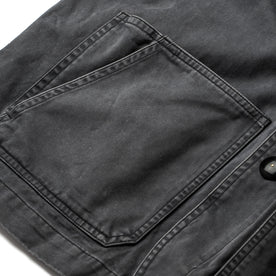 material shot of the pockets on The Ojai Jacket in Washed Charcoal
