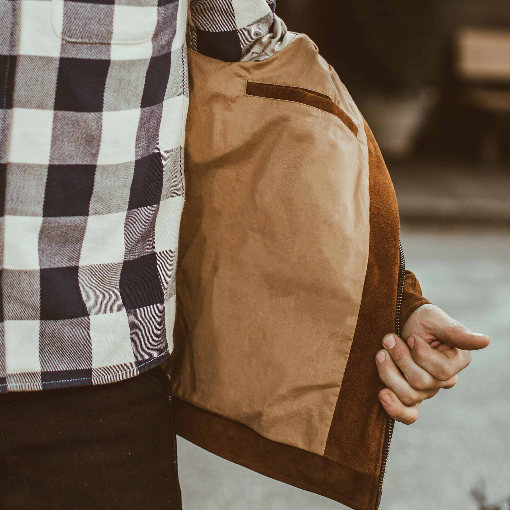The Moto Jacket in Tobacco Weatherproof Suede: Alternate Image 5, Outerwear by Taylor Stitch