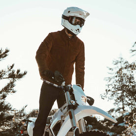 The Moto Jacket in Tobacco Weatherproof Suede - featured image
