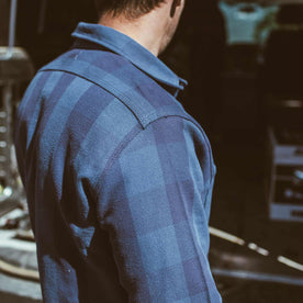 The Moto Utility Shirt in Royal & Navy Buffalo Plaid - featured image