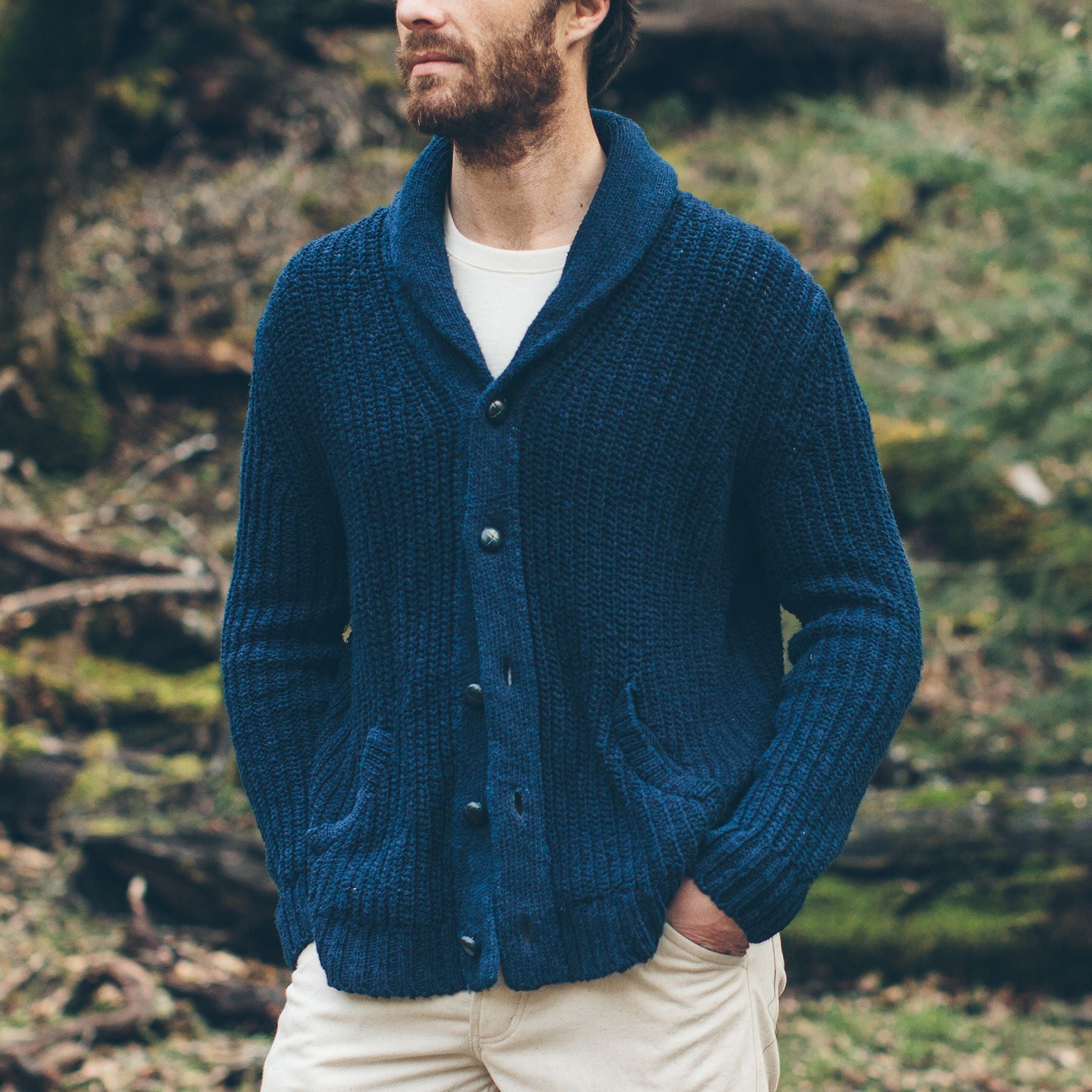 The Shawl Cardigan in Indigo Dipped Cotton: Alternate Image 1, Knits by Taylor Stitch