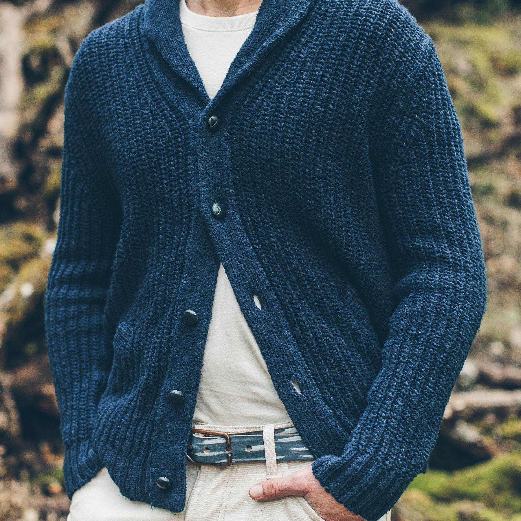 The Shawl Cardigan in Indigo Dipped Cotton: Alternate Image 2, Knits by Taylor Stitch