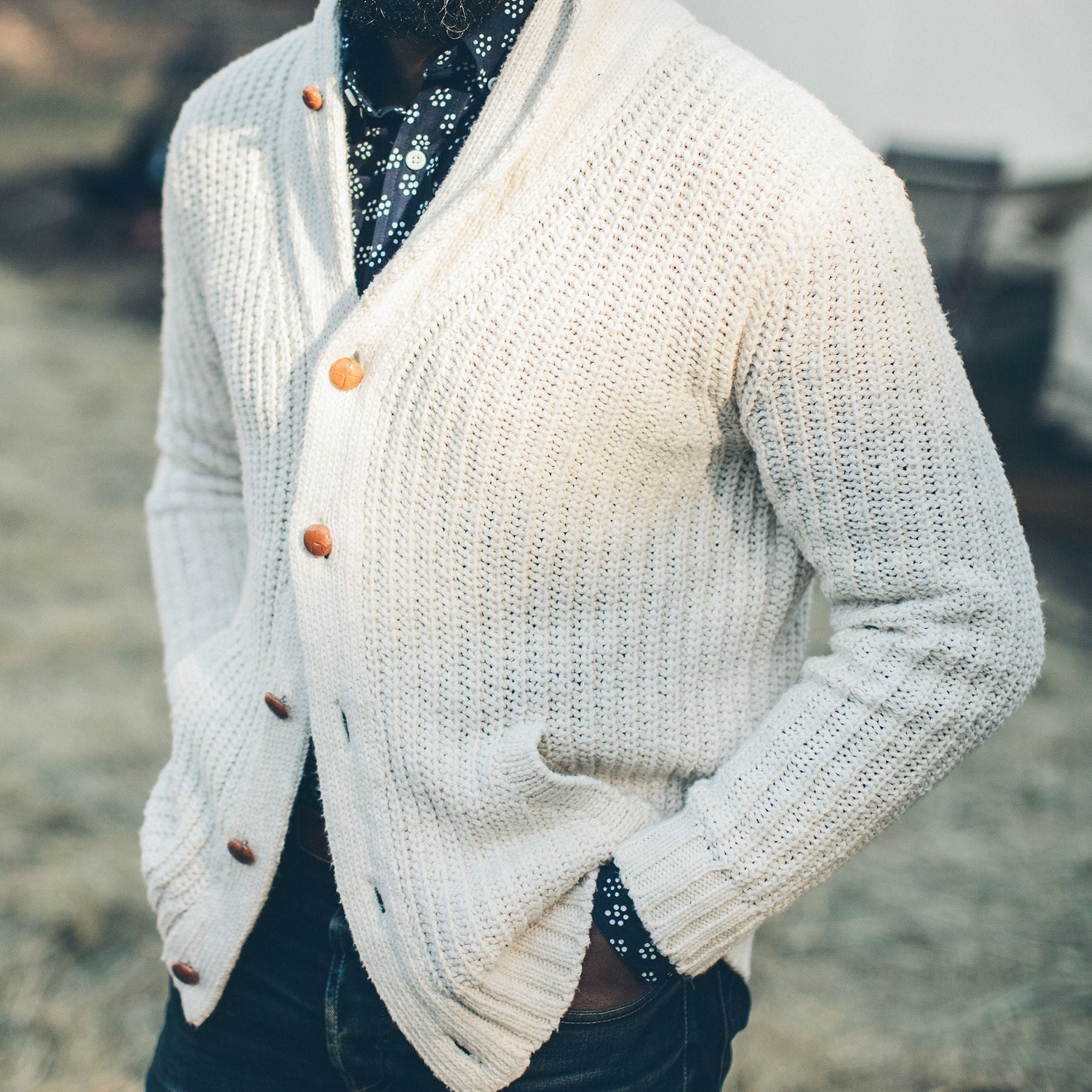 The Shawl Cardigan in Natural Cotton: Alternate Image 1, Knits by Taylor Stitch