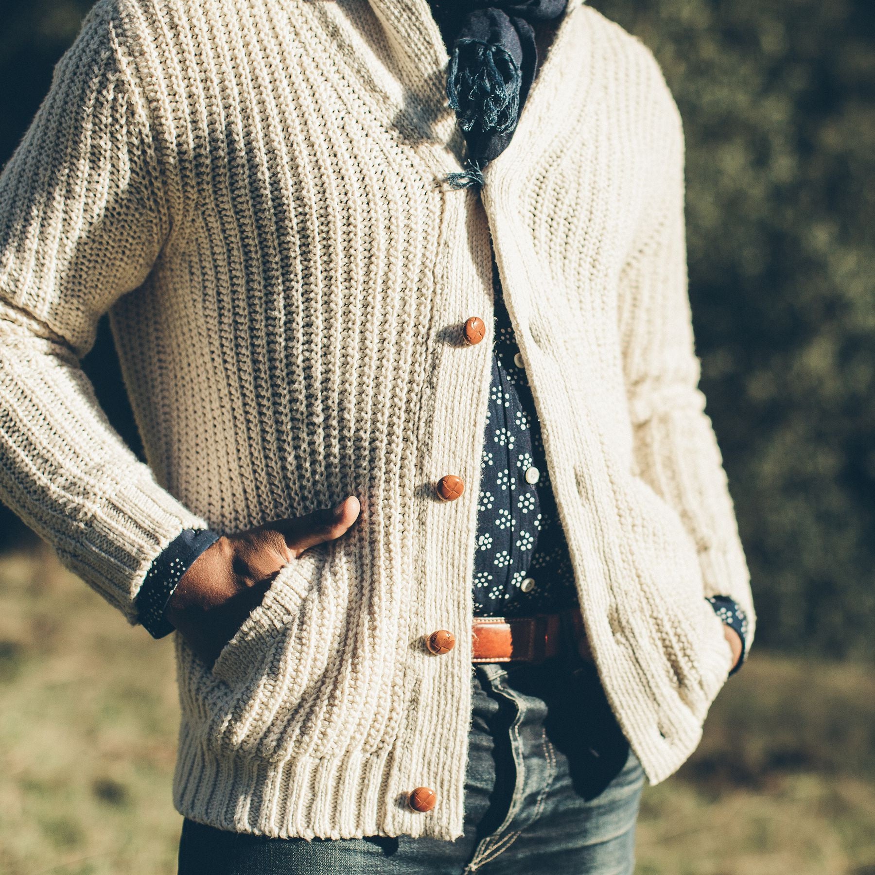 The Shawl Cardigan in Natural Cotton: Alternate Image 2, Knits by Taylor Stitch
