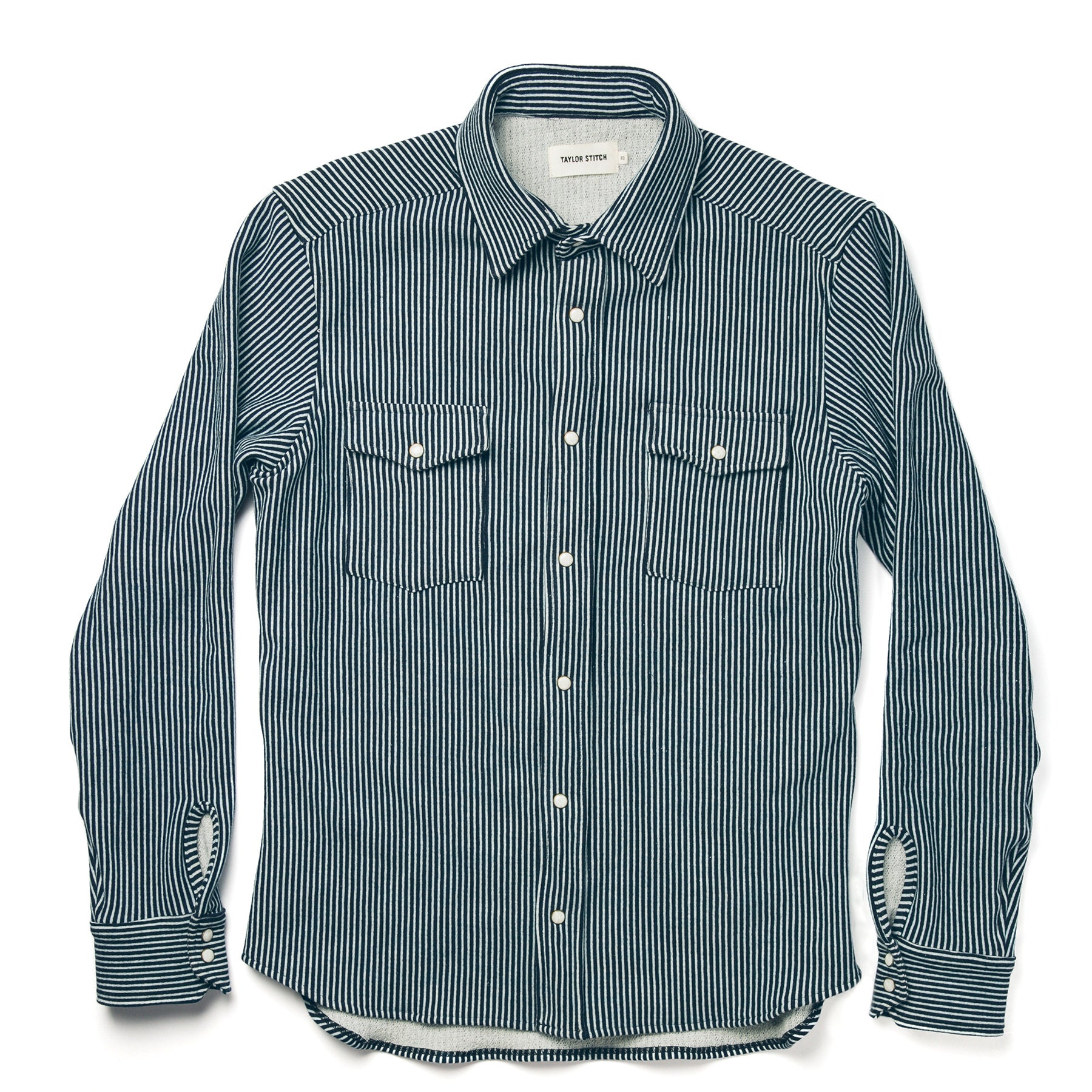 The Glacier Shirt in Hickory Stripe French Terry: Alternate Image 7, Wovens by Taylor Stitch