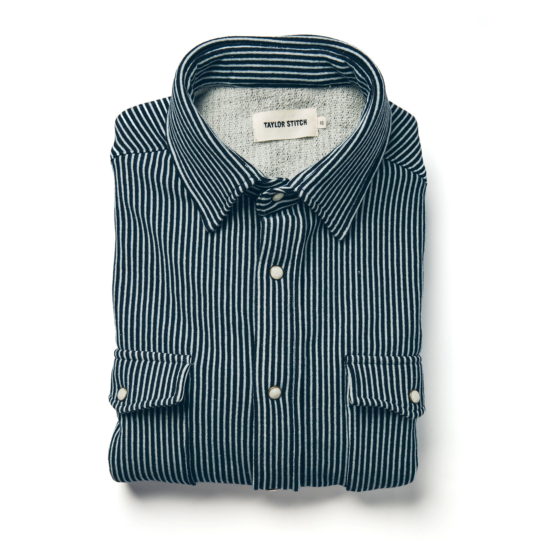 The Glacier Shirt in Hickory Stripe French Terry: Featured Image, Wovens by Taylor Stitch