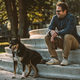Our fit model with his dog 