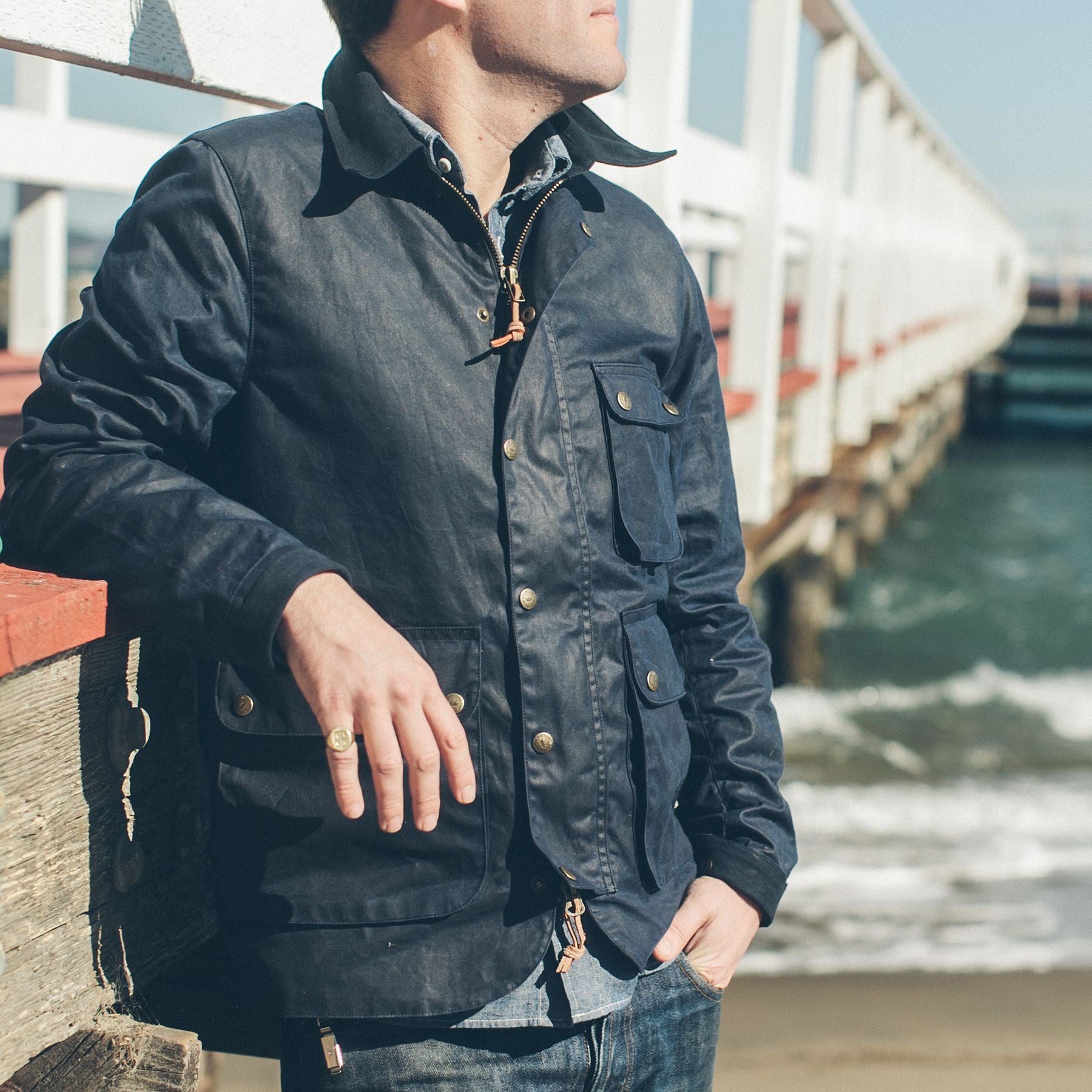 The Rover Jacket in Navy Waxed Cotton: Alternate Image 1, Outerwear by Taylor Stitch