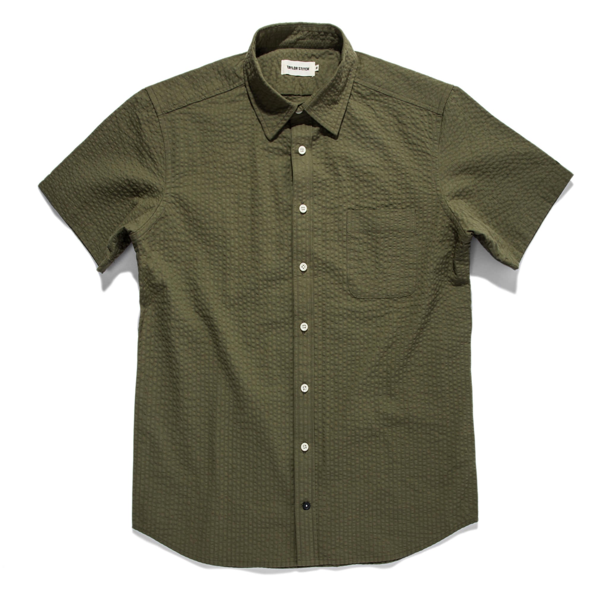 The Short Sleeve California in Army Seersucker: Featured Image, Wovens by Taylor Stitch