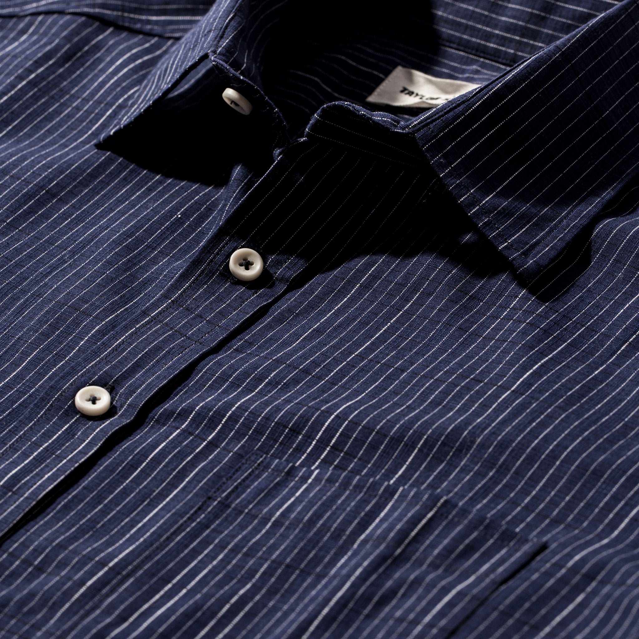 The Short Sleeve California in Navy Slub Stripe: Alternate Image 7, Wovens by Taylor Stitch