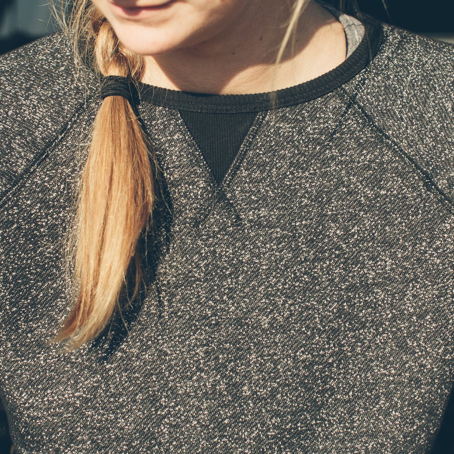 The Women's Apres Crewneck in Salt and Pepper Fleece: Alternate Image 3, Knits by Taylor Stitch