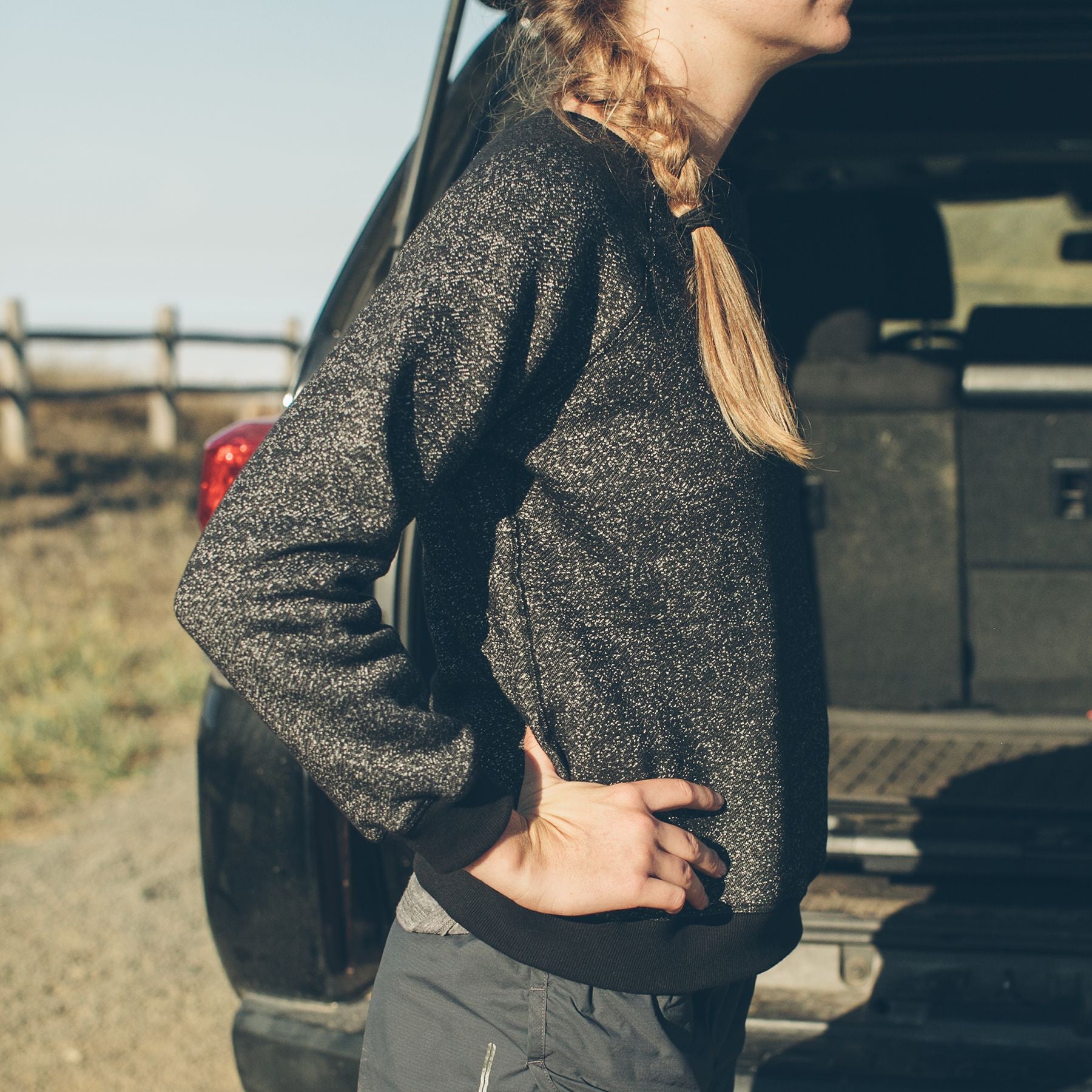 The Women's Apres Crewneck in Salt and Pepper Fleece: Alternate Image 4, Knits by Taylor Stitch