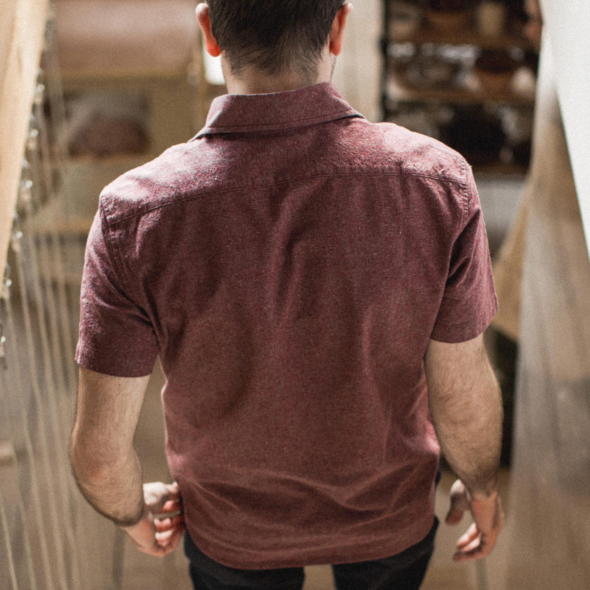 The Short Sleeve California in Burgundy Hemp: Alternate Image 2, Wovens by Taylor Stitch