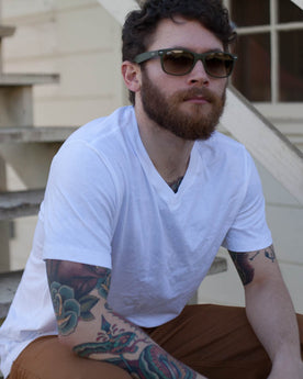 The V-Neck Tee in White: Alternate Image 3, Knits by Taylor Stitch