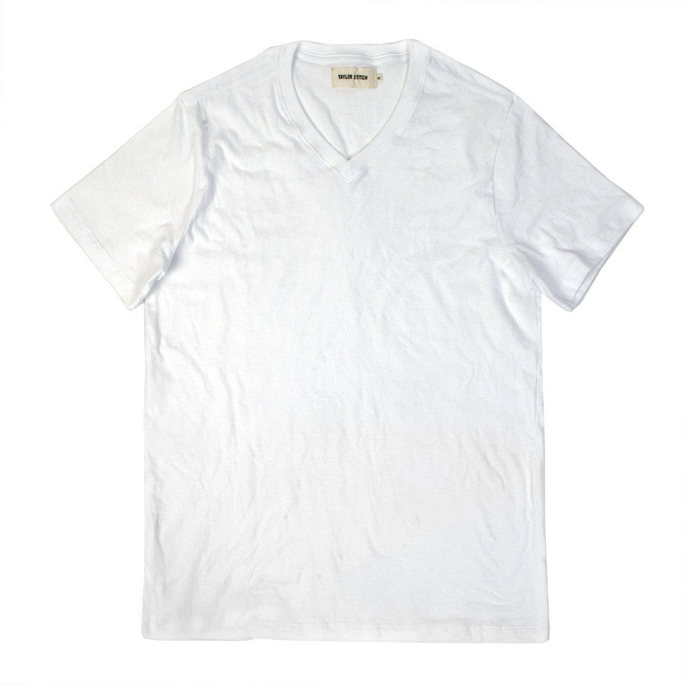 The V-Neck Tee in White: Featured Image, Knits by Taylor Stitch