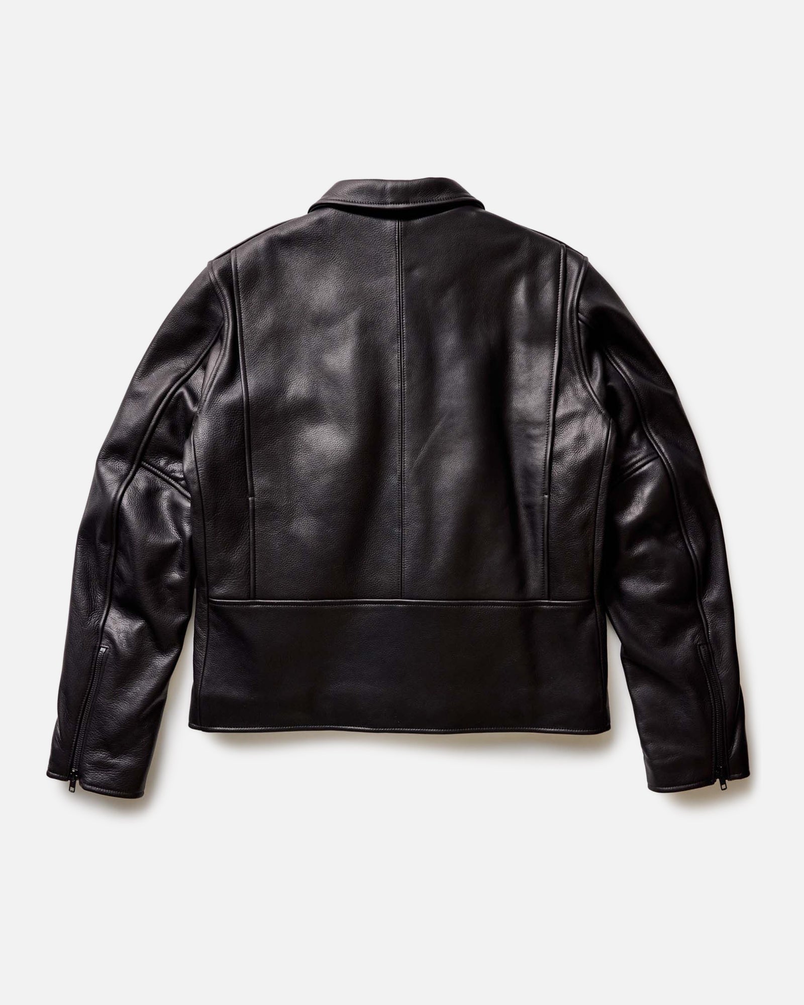 material shot of the inner pocket of The Moto Jacket in Black Steerhide, Outerwear by Taylor Stitch