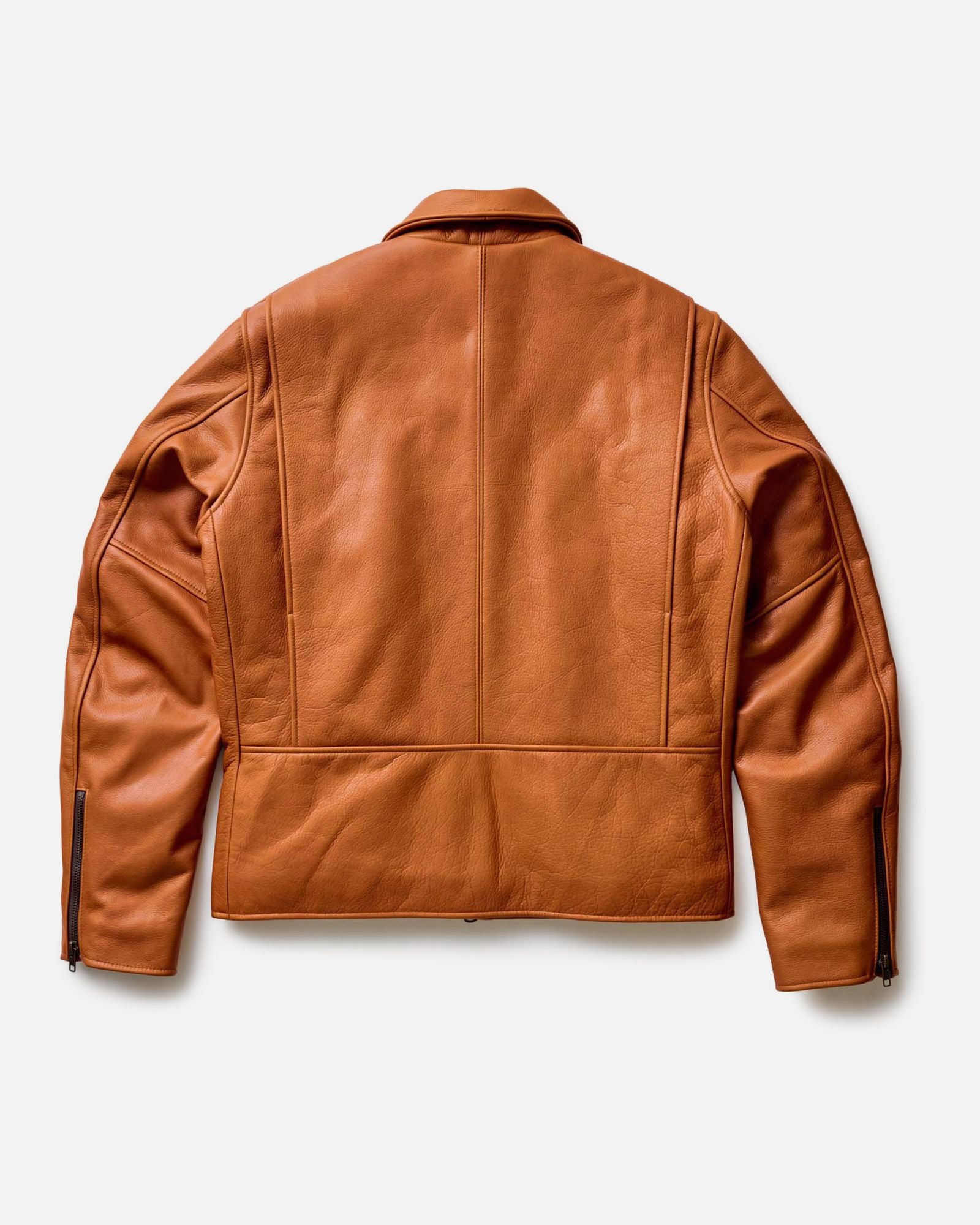 material shot of the inner pocket on The Moto Jacket in Whiskey Steerhide, Outerwear by Taylor Stitch
