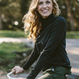 The Mercerized Merino Turtle Neck in Heather Black - featured image