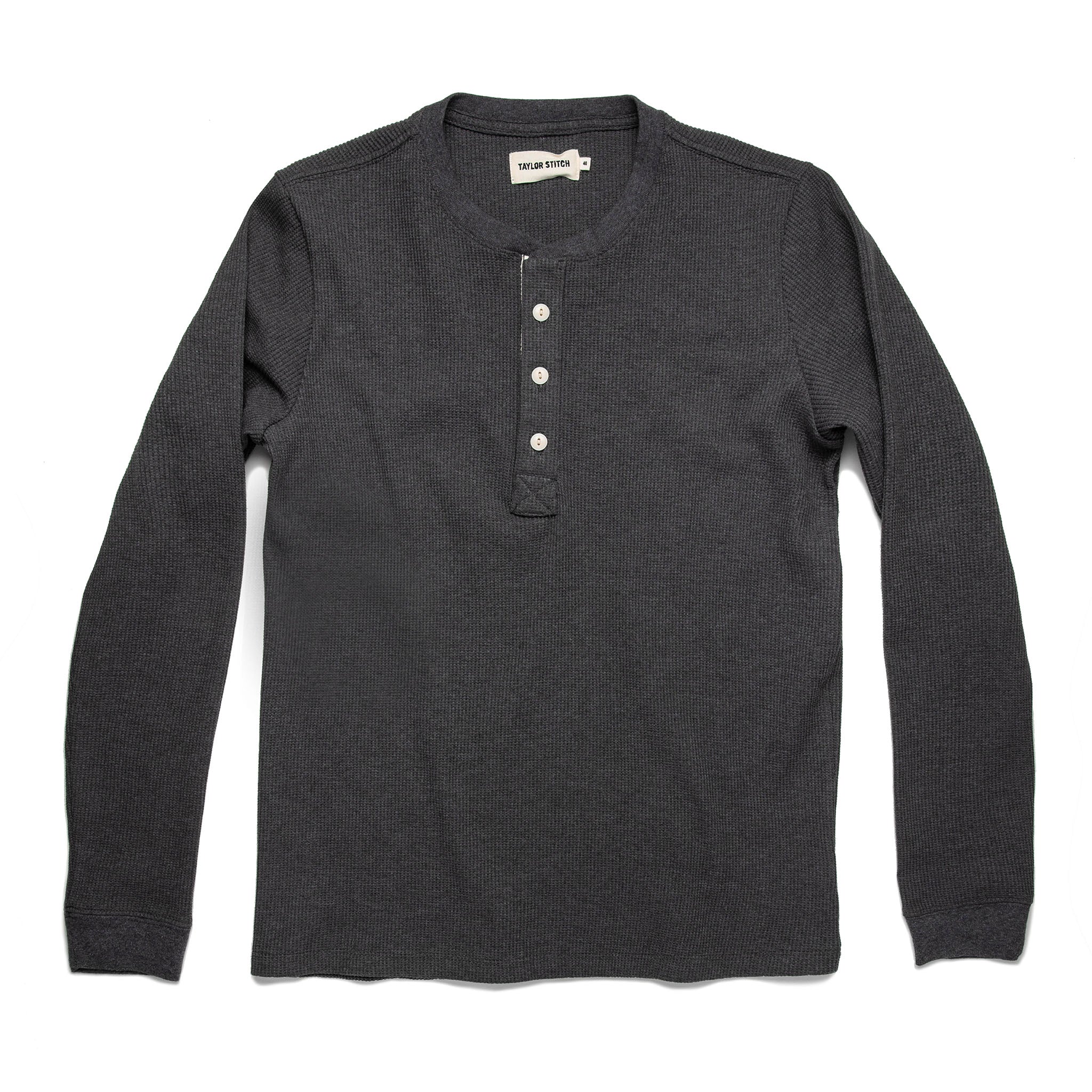 The Heavy Bag Waffle Henley in Heather Grey: Featured Image, Knits by Taylor Stitch