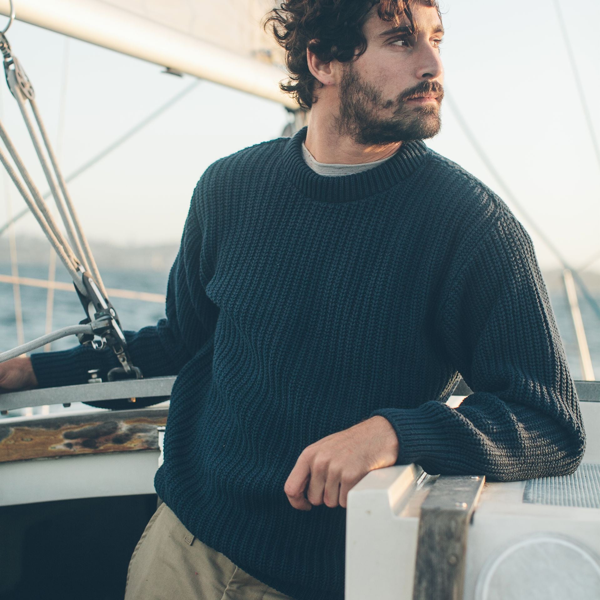The Whaler Sweater in Navy: Alternate Image 3, Knits by Taylor Stitch