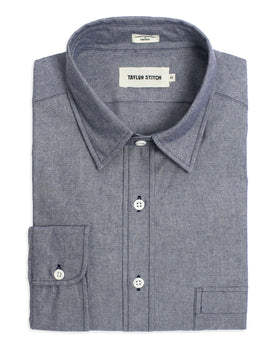 The California in Dark Blue Everyday Chambray: Featured Image, Wovens by Taylor Stitch