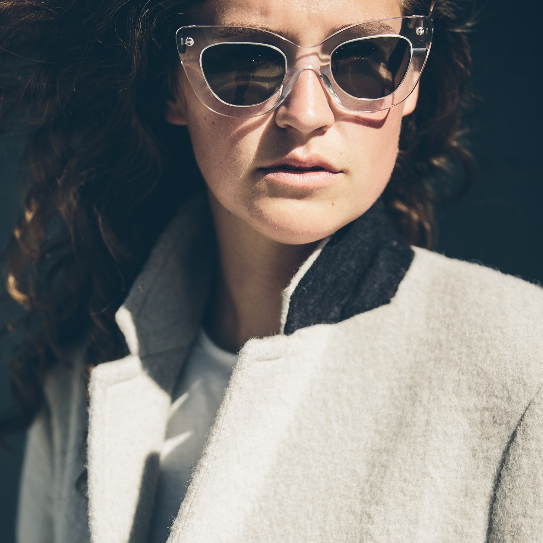 Emily, our photographer, in the Porter Coat, Outerwear by Taylor Stitch