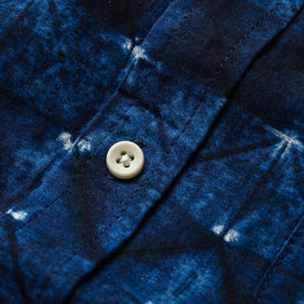 material shot of the buttons on The Short Sleeve Jack in Deep Navy Geo