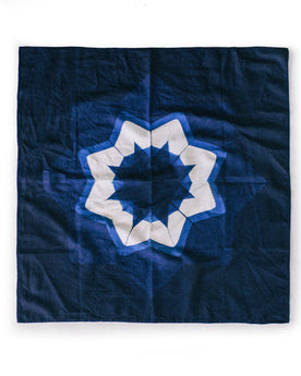 flatlay of The Bandana in Natural Indigo Geo, Accessories by Taylor Stitch