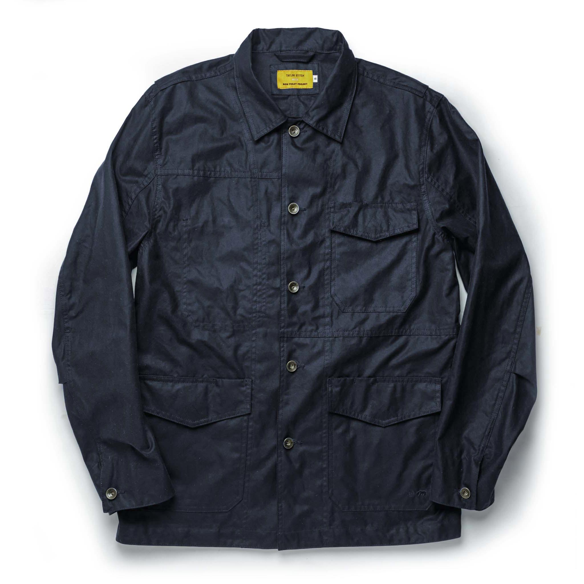 flatlay of The Task Jacket in Waxed Navy, Outerwear by Taylor Stitch