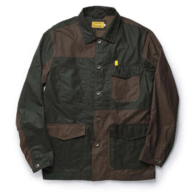 The Task Jacket in Waxed Khaki and Olive Patchwork - featured image