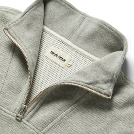 material shot of collar of The Horizon Pullover in Ash Double Knit