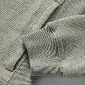 material shot of sleeve hem of The Horizon Pullover in Ash Double Knit