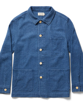 flatlay of The Ojai Jacket in Washed Indigo Sashiko, Outerwear by Taylor Stitch