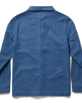 flatlay of The Ojai Jacket in Washed Indigo Sashiko, shown from the back, Outerwear by Taylor Stitch