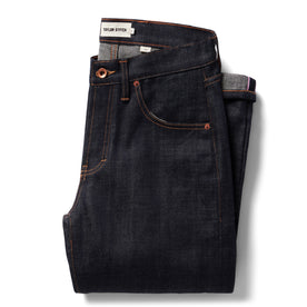 flatlay of The Slim Jean in Kuroki Welterweight Slub folded