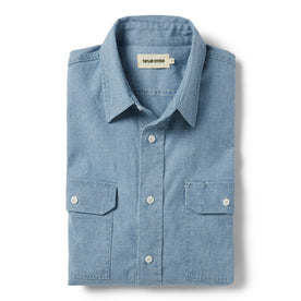 flatlay of The Chore Shirt in Washed Indigo Boss Duck, folded