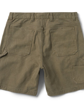 flatlay of The Shaper Short in Stone Boss Duck, shown from the back, Bottoms by Taylor Stitch