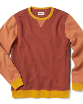 flatlay of The Fillmore Crew in Campfire Colorblock, Knits by Taylor Stitch